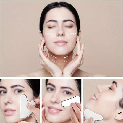 1pc Gua Sha Board Beauty Skin Care Facial Tool Stainless Steel GuaSha Massage Tool Natural Universal Facial Silver Metal Beauty World Shop