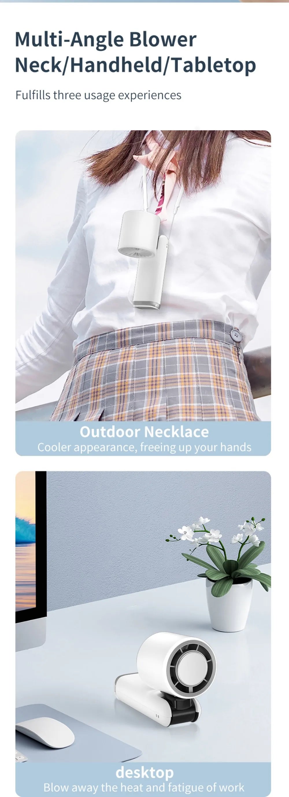 Handheld Portable Fan with Ice Cooler 4000mAh Rechargeable Pocket Fans Foldable Design LED Display 1-199-Speed Wind Cooling Fan