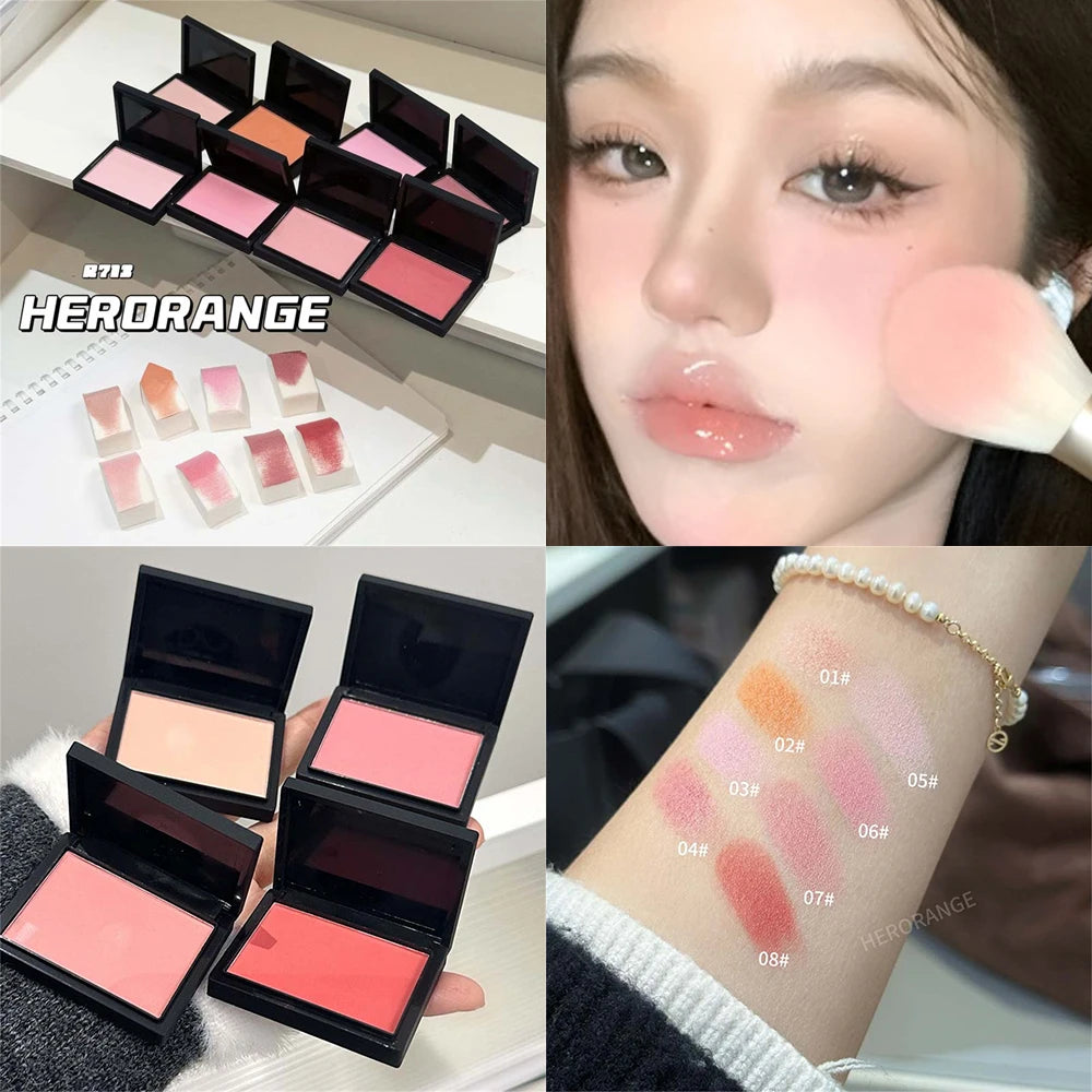 Monochrome Matte Blusher Palette Soft Silky Cheek Natural Facial Rouge Plate Lasting Nude Low Saturation Powder Blusher Disk Beauty World Shop