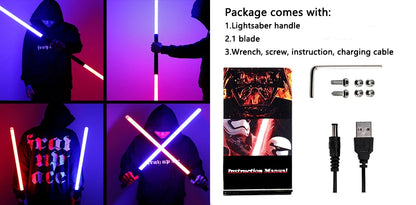 Luke RGB 16 Color Variable Metal Handle Lightsaber With Hitting Sound Effect FX Duel Lightsaber Metal Aluminum Handle Lightsaber Beauty World Shop