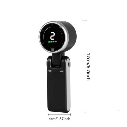3-in-1 Portable Handheld Turbo Fan, 5-Speed High-Velocity Cooling, 3600mAh Battery, Digital Display, Foldable USB/Type-C Fan