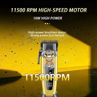 Kemei Km-90-4 Professional Hair Clipper for Men 11500RPM 10W Brushless Motor DLC Blade Base Charger Haircut Machine Hair Trimmer Beauty Trend Shop