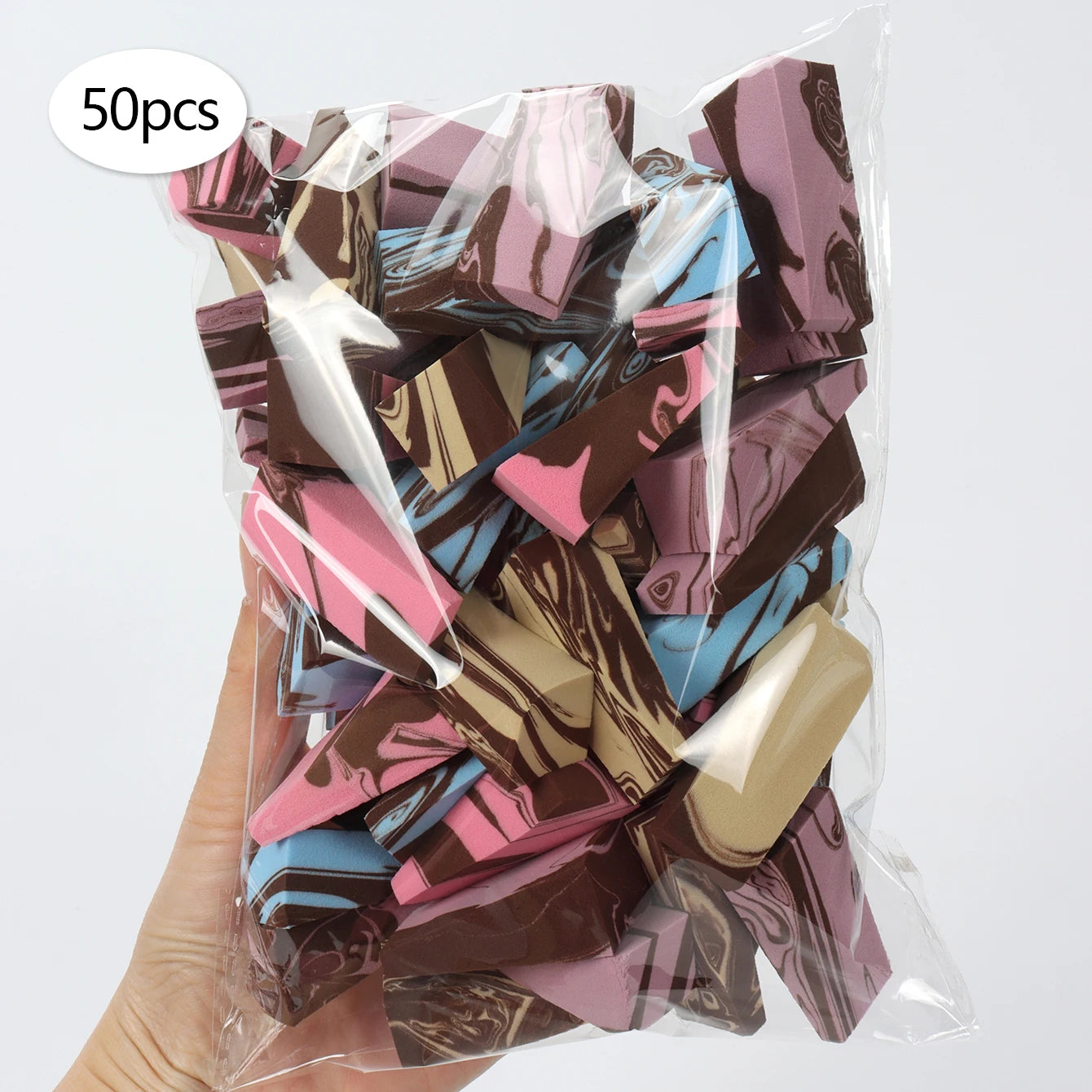 50 Pieces of Random Color Facial Curve Mixed Makeup Sponge, Latex-Free, Small Wedge-Shaped Smooth Application Beauty Sponge Applicator Beauty World Shop