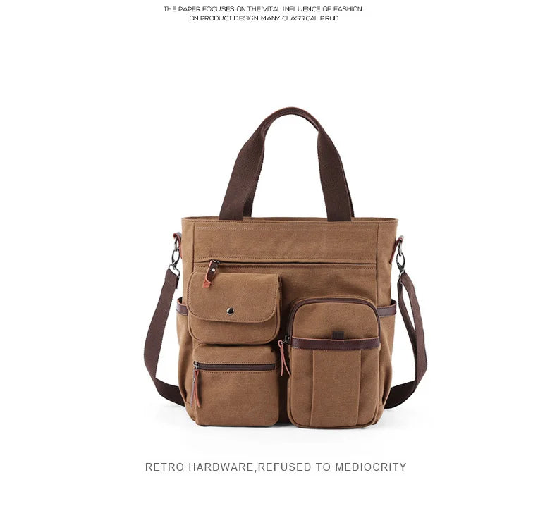 Men's Handbags Briefcase Canvas Shoulder Bag Man for Documents Large Capacity Tote Laptop Bag Crossbody Travel Bags Vintage K004 Beauty Trend Shop