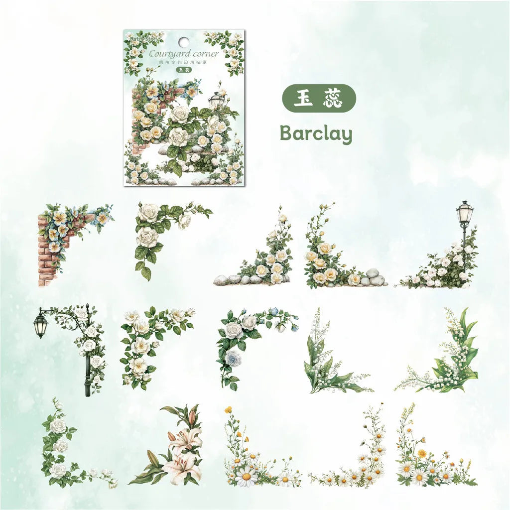 30 Pcs Flowers Corner Stickers PET sticker package DIY diary decoration sticker album scrapbooking Junk Journal Beauty World Shop