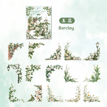 30 Pcs Flowers Corner Stickers PET sticker package DIY diary decoration sticker album scrapbooking Junk Journal Beauty World Shop