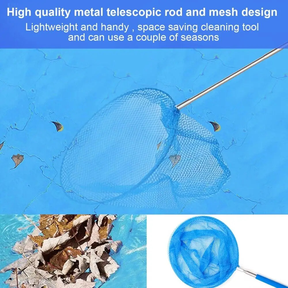 2023 New Telescopic Swimming Pool Net Rake Clear Cleaner Scoop Leaf Stainless Steel Skimmer Mesh Frame Kids Outdoor Fish Nett Beauty World Shop
