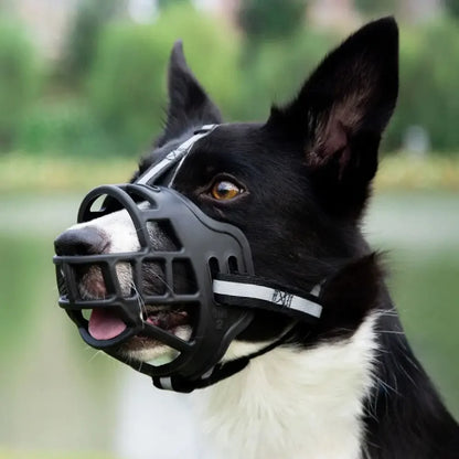 Adjustable Dog Muzzle Anti-Biting Dog Mouth Cover With Reflective Strip Can Drink Water Breathable Plastic Beauty World Shop