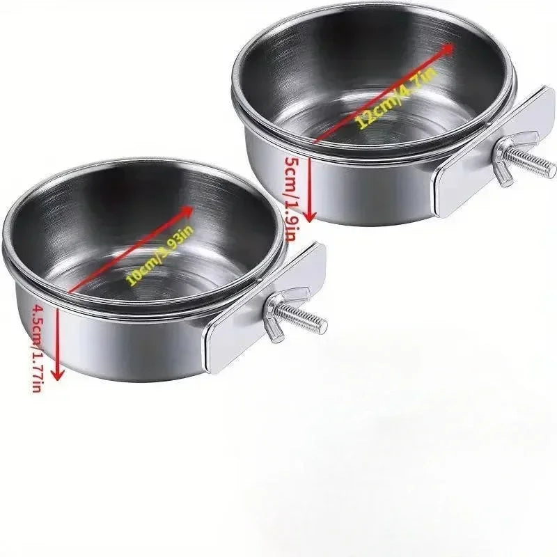 Small Pet Stainless Steel Bowl Parrot Food Bowl Water Bowl Food Cup Water Cup Food Trough Bird Food Cup Fixed Hanging Bowl Beauty World Shop