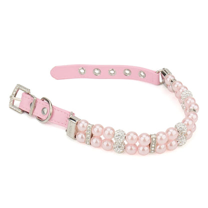 Pearl Pet Collar Artificial Pearls Rhinestone Dog Collar For Cat Necklace Wedding Party Pink Blue Green Beauty World Shop
