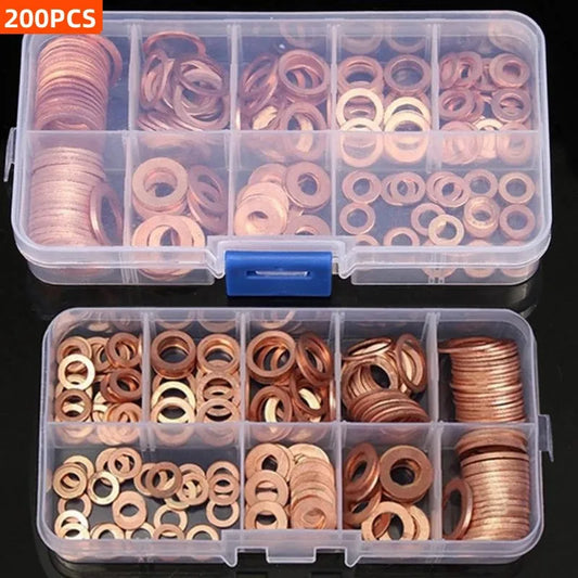 300/280/200/100Pcs Washer Copper Sealing Solid Gasket Washer Sump Plug Oil For Boat Crush Flat Seal Ring Tool 300/280/200/100Pcs Beauty Fashion