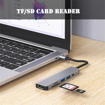 6 in 1 USB HUB C type-c HUB USB C to USB 3.0 HDTV-Compatible Dock for MacBook Pro For Nintendo Switch USB-C Type C 3.0 Splitter Beauty World Shop