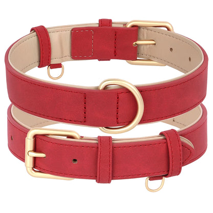 Soft Padded Dog Collar Leash Set PU Leather Pet Dog Collars Necklace With Walking Lead Rope Adjustable For Small Medium Dogs Pug Beauty World Shop
