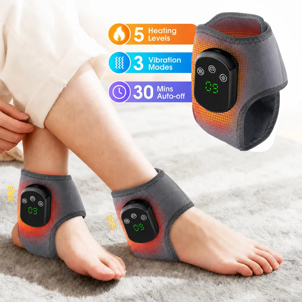 Cordless Heating Ankle Wrist Brace Vibration Massager Electric Hot Compress Massage Ankle Guard Wristband Hand Foot Protector Beauty World Shop