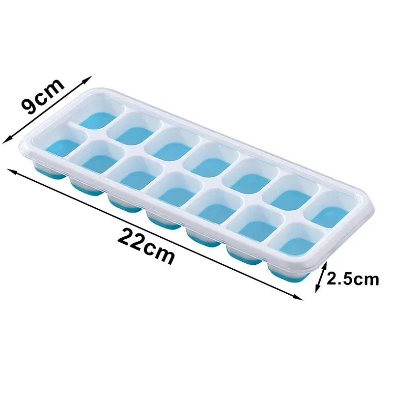 Ice Cube Tray Mold with Lid Silicone Square 14 Cube Easy Release Ice Cube Molds Summer Kitchen Bar DIY Iced Cocktail Freeze Tool Beauty World Shop