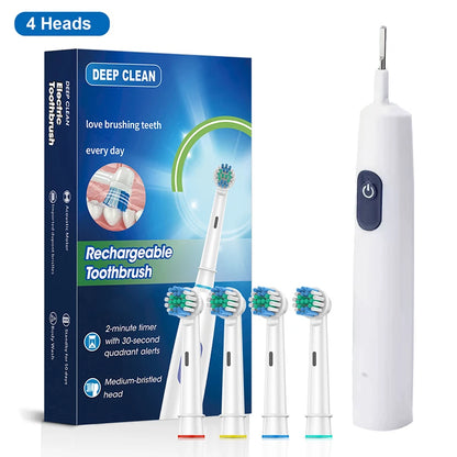 Electric Toothbrush Rotary Rechargeable Electric Toothbrush for Adults Rotating Electric Toothbrushes with 8 Soft Brush Heads Beauty World Shop