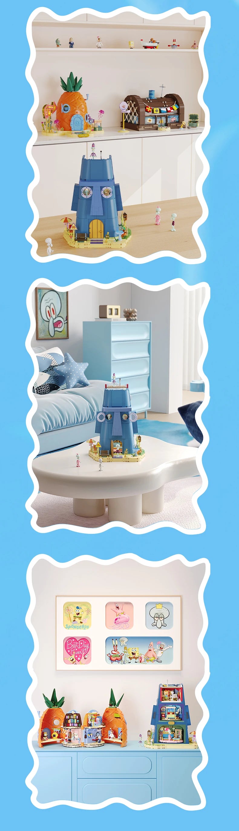 Spongebob Cartoon Krusty Krab Restaurant Building Blocks Creative Canteen Scenes Model Bricks Desktop Ornaments Toy For Kid Gift Beauty World Shop