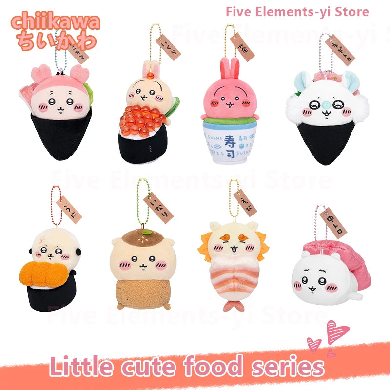 Chiikawa Sushi Series Hachiware Black Tea Cup Usagi Caviar Flying Squirrel Sea Otter Lion Sa Pendant Plush Doll Bag Hanging Gift Beauty World Shop