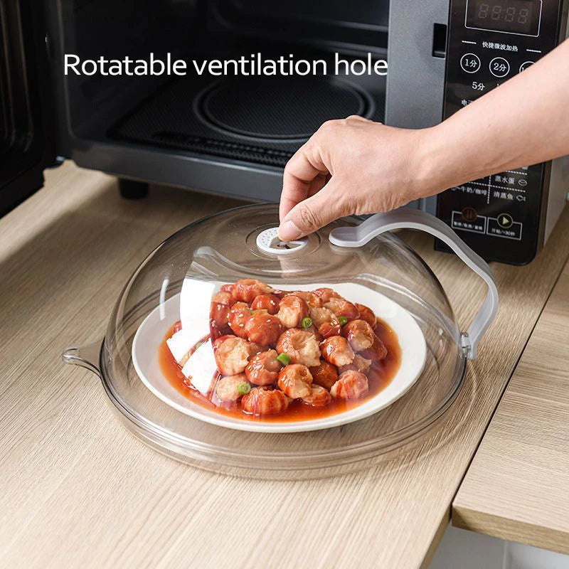 Splash Microwave Cover High Temperature Resistant Microwave Guard Lid Transparent Food Heating Cover with Steam Vent and Handle Beauty World Shop
