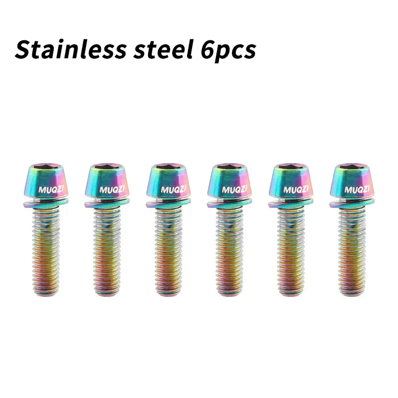 MUQZI 6pcs Stem Bolts M5x17mm Bicycle Handlebar Stem Screw With Washer MTB Road Bike Stem Riser Screw Beauty World Shop