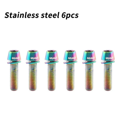 MUQZI 6pcs Stem Bolts M5x17mm Bicycle Handlebar Stem Screw With Washer MTB Road Bike Stem Riser Screw Beauty World Shop
