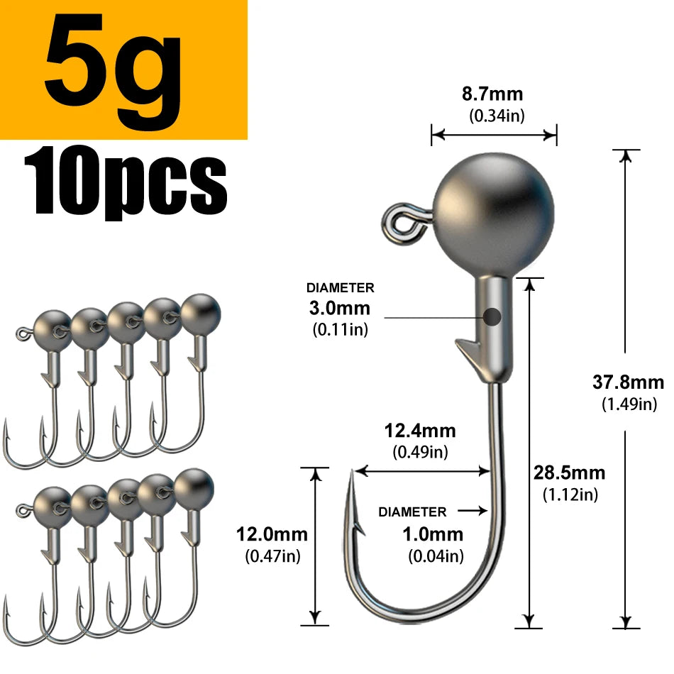JYJ 1g 2g 3g 4g 5g 10g 20g 22g 25g 28g crank Jig head hook fishing hook head Jig lure hard bait soft worm jig hook for fishing Beauty World Shop