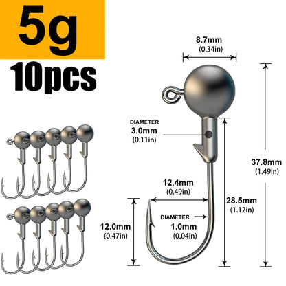 JYJ 1g 2g 3g 4g 5g 10g 20g 22g 25g 28g crank Jig head hook fishing hook head Jig lure hard bait soft worm jig hook for fishing Beauty World Shop