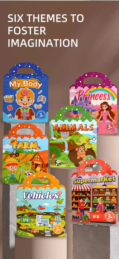 1 Book Jelly Sticker Book Quiet Book DIY Fun for Children's Scene Stickers Repeatedly Paste Puzzle Sticker Book Beauty World Shop