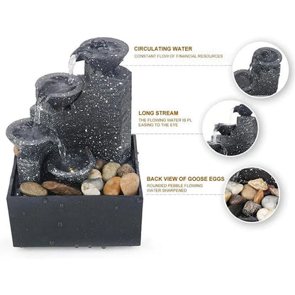 Mini Zen Tabletop Fountain - Relaxing LED Waterfall for Office Desk, Yoga Room & Feng Shui Decor Beauty World Shop