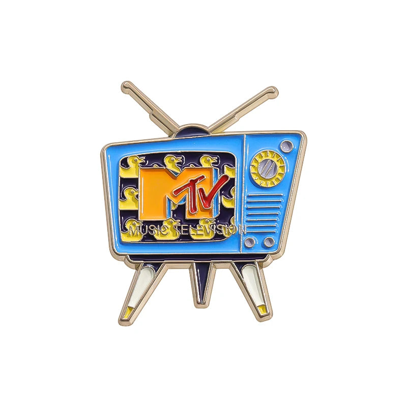 Creative Retro Television Enamel Pins Funny Cartoon 80’s Vintage Metal Brooches Backpack Lapel Badge Jewelry Gift for Friends Beauty World Shop
