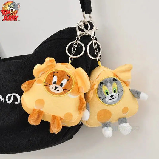 Cartoon Tom And Jerry Plush Key Ring Toy Anime Figure Cheese Tom Cat Jerry Mouse Pendant Stuffed Keychain Doll Toys For Kid Gift Beauty World Shop