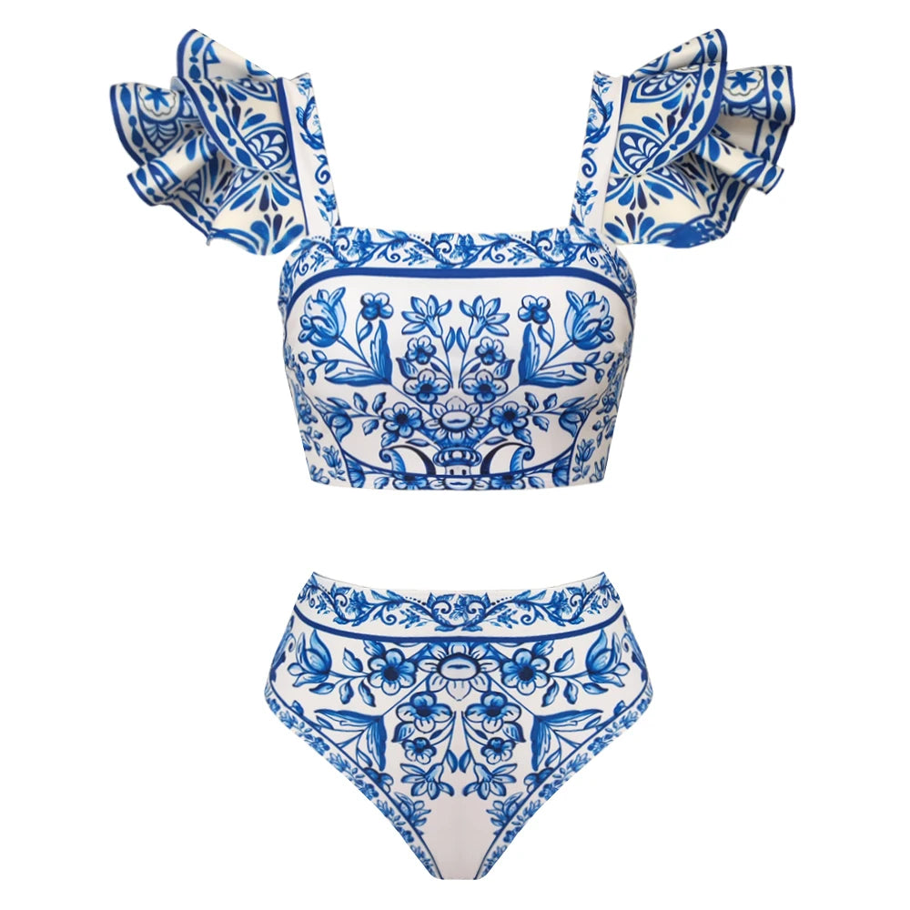 2026 New Sexy Ruffle Bikini Set Printed Brazilian Biquini Women Swimwear Skirt Bathing Suit Girls Summer Beachwear Dress Beauty World Shop