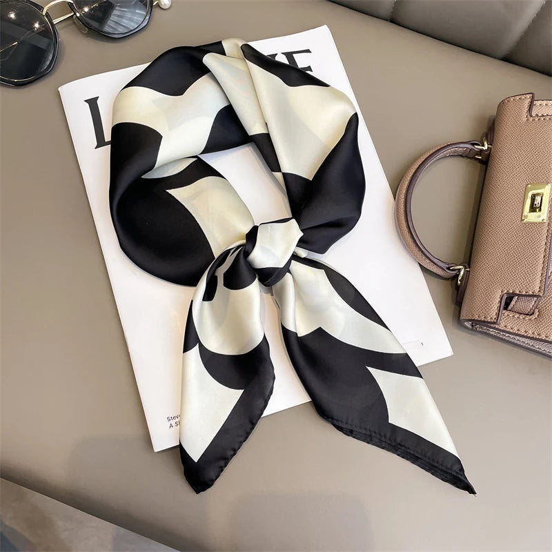 60Colors Luxury Scarf Women 70*70Cm Silk Feel Square Hair Wrapping Foulard Satin Shawl Big Size Head Bandana Hijab Handkerchief Beauty World Shop