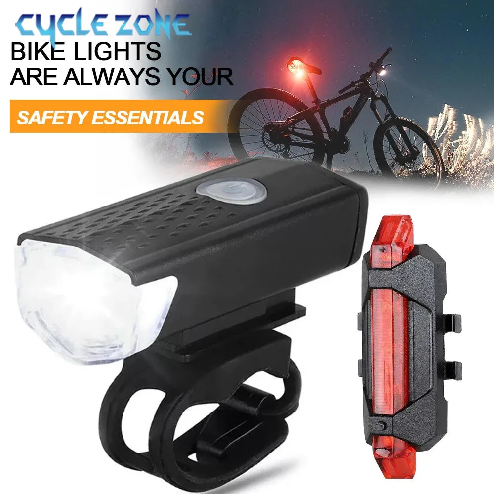 USB Rechargeable Bike Light Front Light Red Taillight Easy to Install 3 Modes Bicycle Accessories for the Bicycle Beauty World Shop