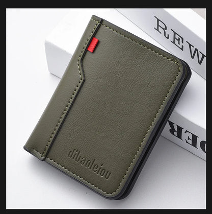 1Pc New Ultra-thin Mini Soft PU Leather Credit Card Wallet Holder Short Vertical High Quality Men's Wallet Beauty World Shop