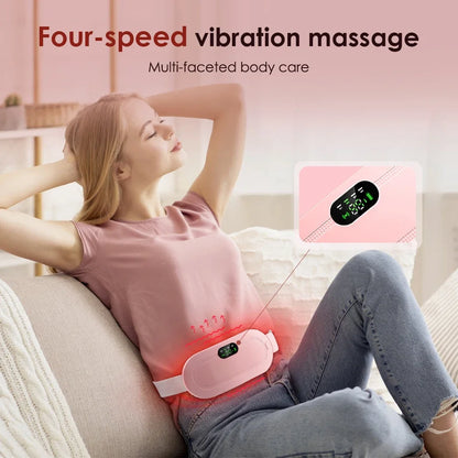 Electric Waist Massage Period Cramp Massager Vibrating Heating Belt for Menstrual Waist Stomach Abdominal Warm Palace Belt Beauty World Shop