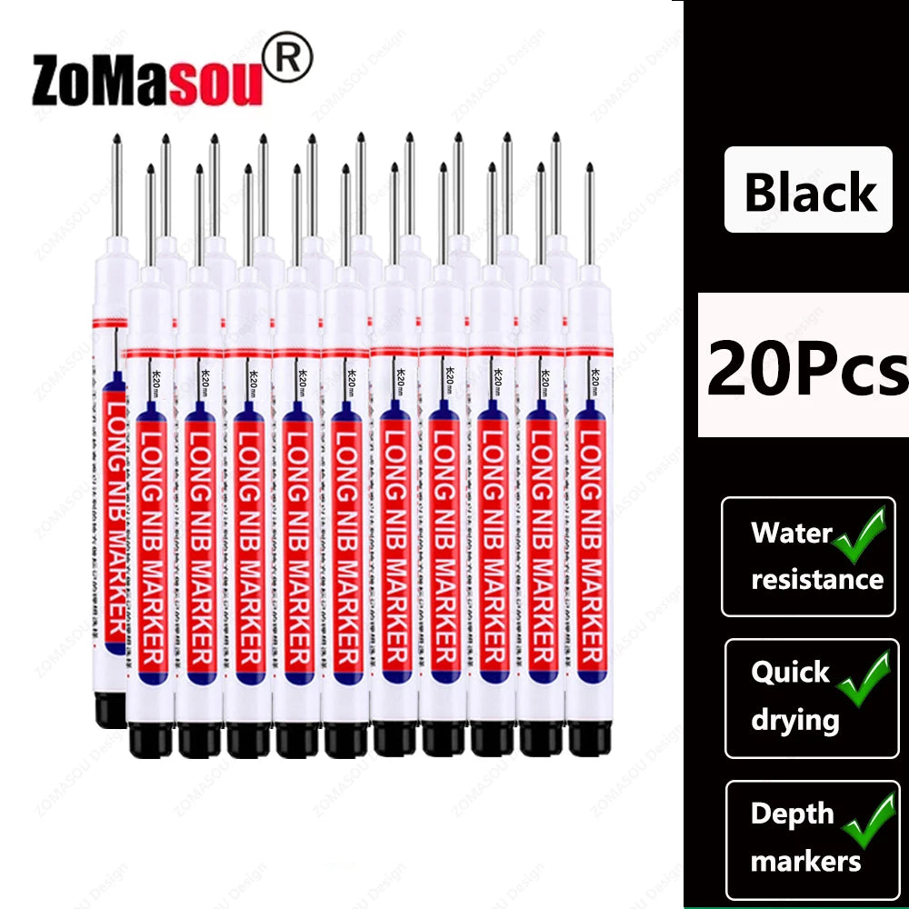 1-100Pcs 2cm Waterproof Long Head Markers Deep Hole Marker Pen for Metal Carpenter Red/Black/Blue/Green Ink Woodworking Tools Beauty World Shop