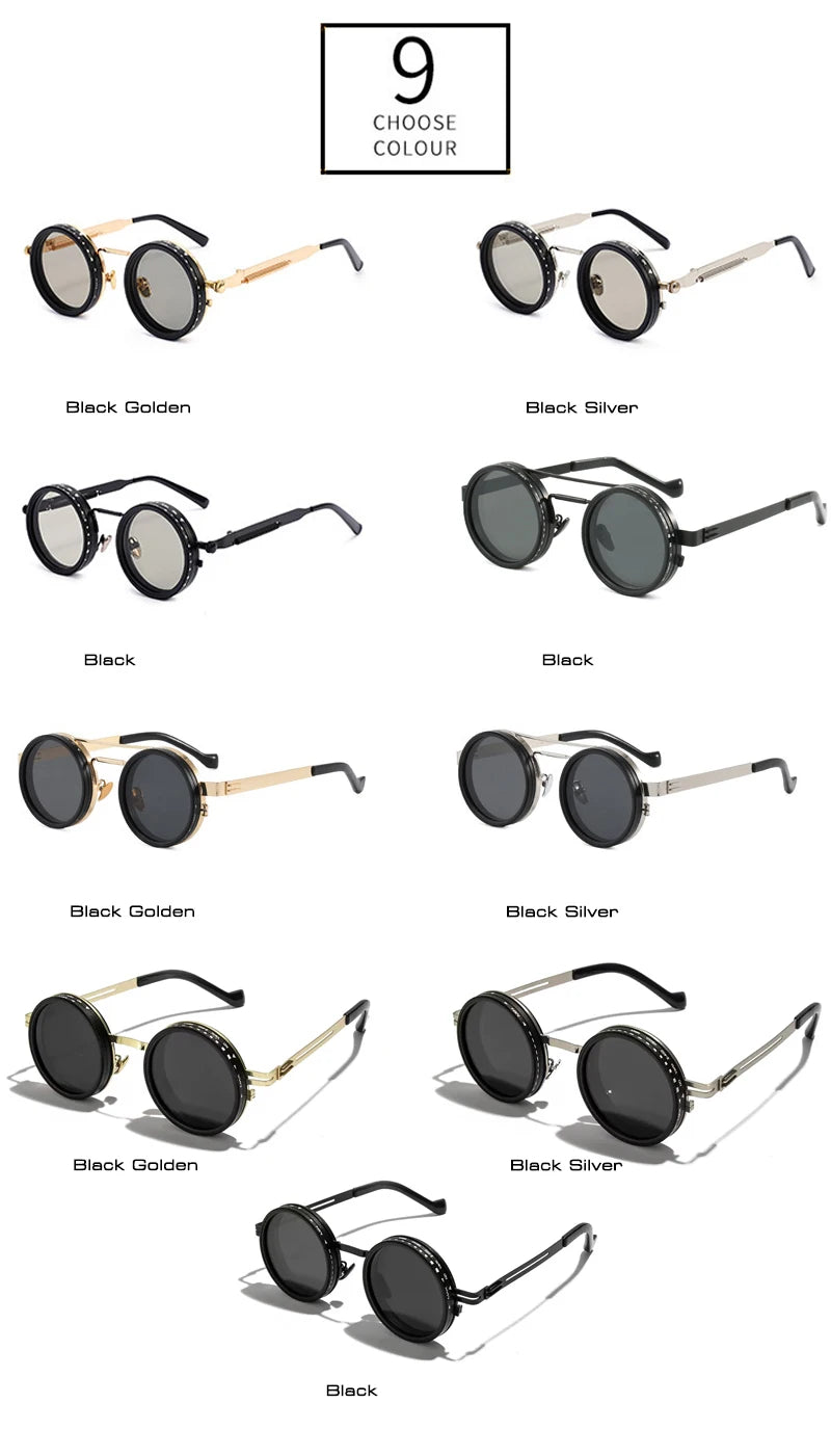 SHAUNA Retro Metal Round Punk ND9-level Adjustable Dimming Sunglasses Women Polarized UV400 Fashion Men Outdoor Sun Glasses Beauty World Shop