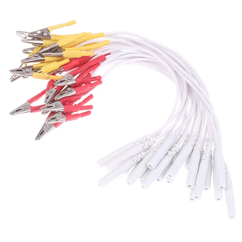 10Pcs 2mm Pin TENS/EMS Alligator Clip Cables - Electrode Wire Accessories for Hwato SDZ-II Electronic Acupuncture Device Beauty World Shop