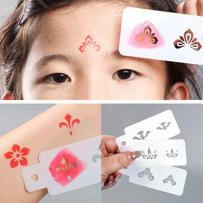 Makeup Template Women Kids DIY Supplies Hollow Flowers Temporary Tattoo Stencil For Drawing Molds Face 15*4.5cm Beauty World Shop
