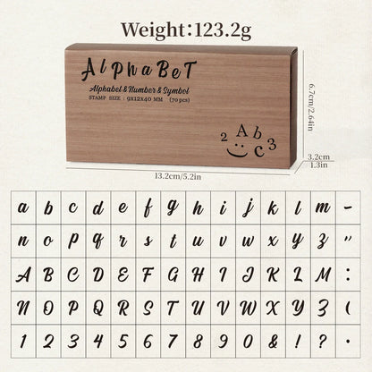 Journal GO 70pcs/set Wooden Rubber Alphabet Letter Number Stamp Set for Card Collage Junk Journal Scrapbooking DIY Standard Seal Beauty World Shop