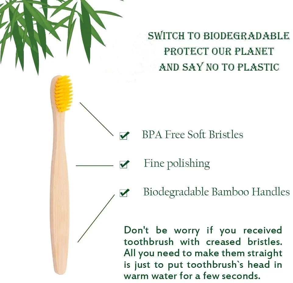 100Pcs Children's Colorful Natural Bamboo Toothbrush ,Soft Bristle Charcoal Teeth Whitening  Soft Dental Oral Care Beauty World Shop