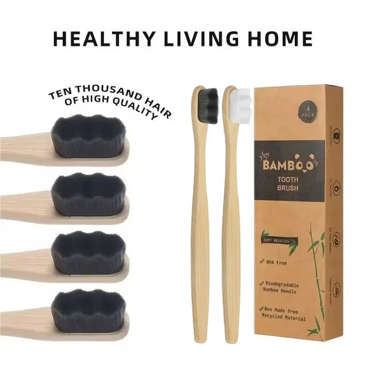 New 4Pcs Soft Bamboo Micro-Nano Toothbrushes, Extra Soft Toothbrush with 20000 Bristles Designed for Sensitive Gums Kids Adults Beauty World Shop