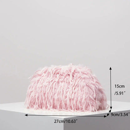 Dopamine-style clip bag, Y2K plush clutch bag, candy-colored women's purse, dinner dress clutch Beauty World Shop