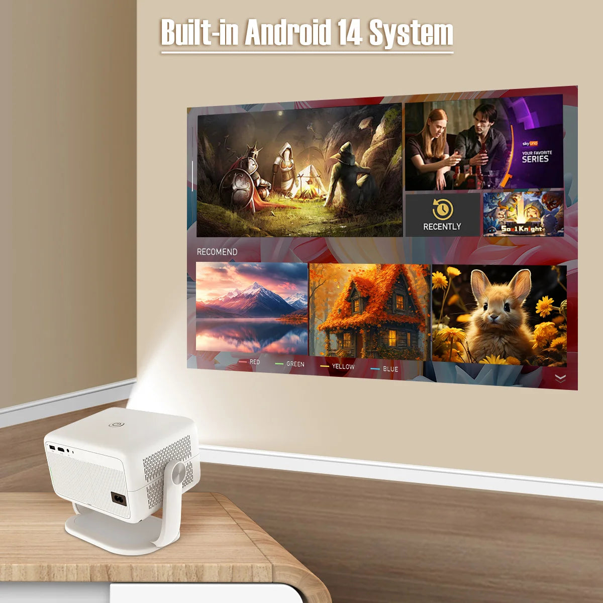 Magcubic L018 650ANSI 1080P Native Projector, 360° Rotation, Auto Focus & 6D Keystone, Android 14 WiFi6 BT5.4 8K Decoding Portable Beauty World Shop
