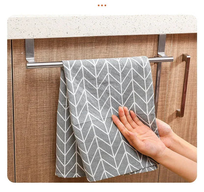1Pcs Towel Rack Over Door Towel Bar Hanging Holder Stainless Steel Bathroom Kitchen Cabinet White Black Towel Rag Shelf Hanger Beauty World Shop
