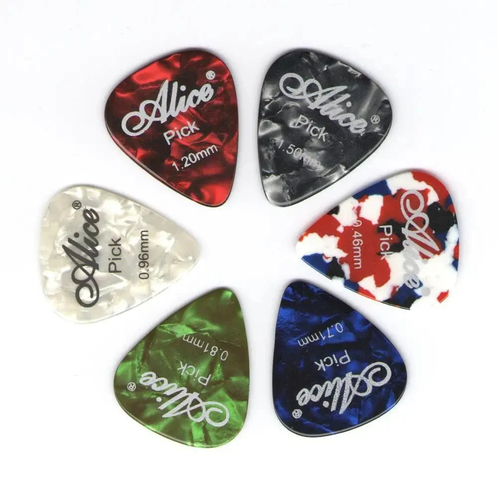 Alice Guitar Picks 6pcs Celluloid Mediator Thickness 0.46 0.71 0.81 0.96 1.20 1.50mm Electric Acoustic Guitar Accessories Beauty World Shop