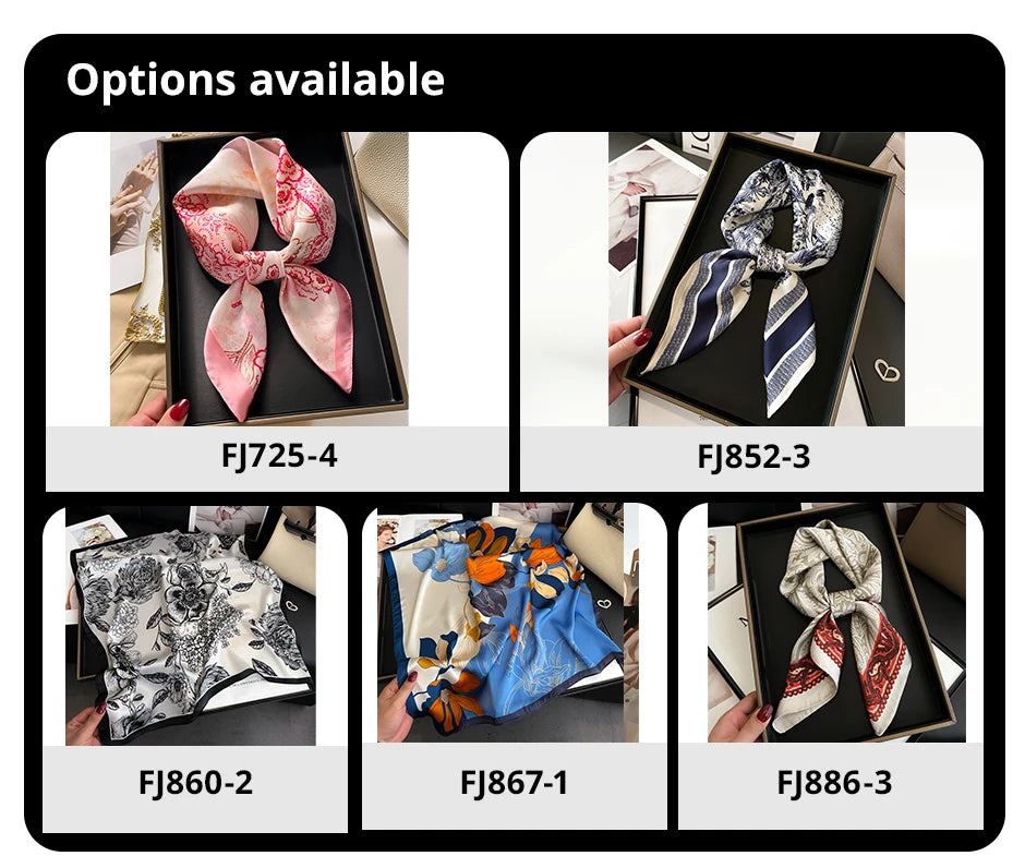 Luxury 2024 Silk Print Hair Scarf Women Floral Kerchief Neck Tie Hand Wrist Foulard Shawl Wraps Head Hijab Bandana Echarpe Beauty World Shop