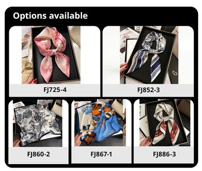 Luxury 2024 Silk Print Hair Scarf Women Floral Kerchief Neck Tie Hand Wrist Foulard Shawl Wraps Head Hijab Bandana Echarpe Beauty World Shop