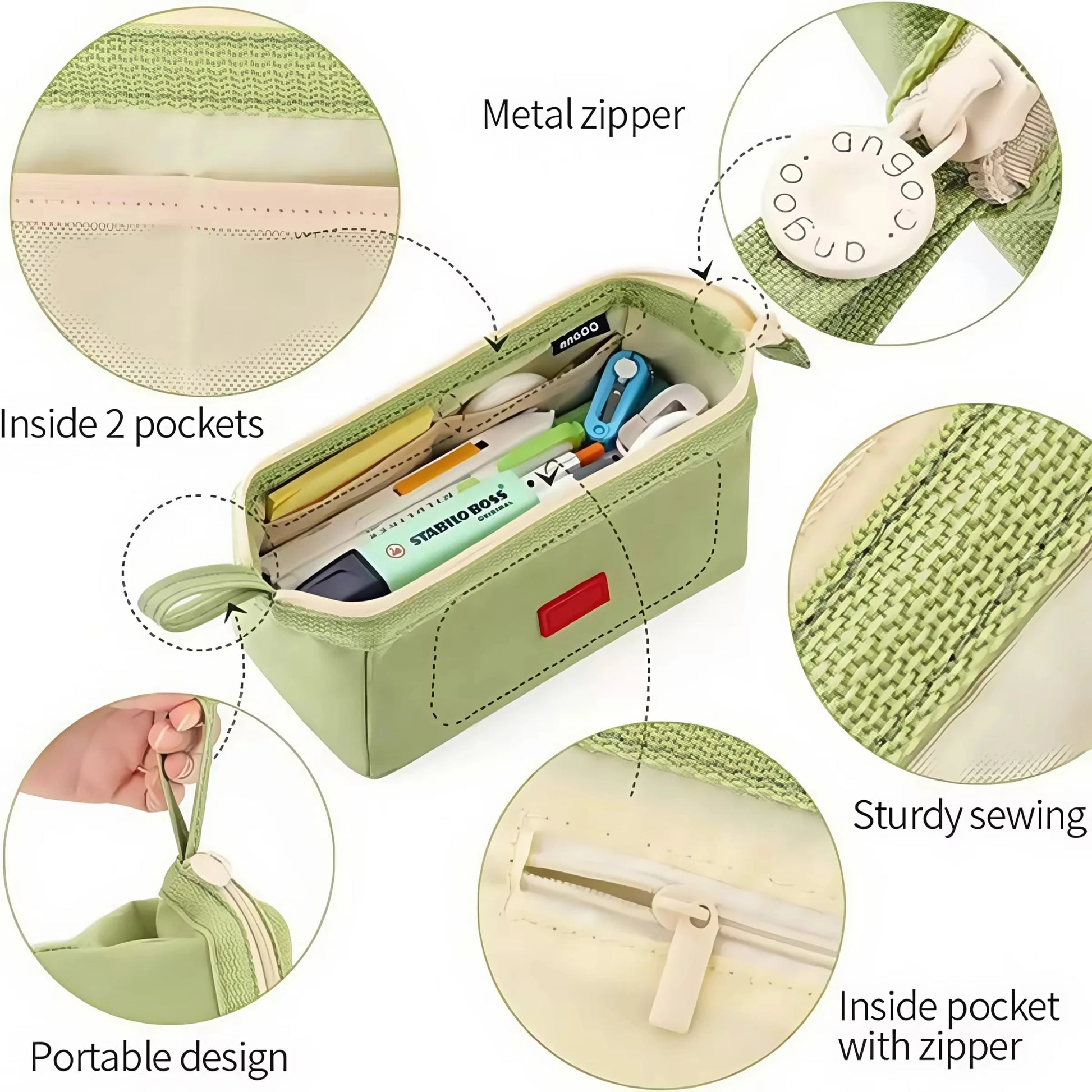 Large Capacity Pencil Case With Pen Holder Label Minimalist Student Stationery Storage Creative Stationery Storage Bag Beauty World Shop